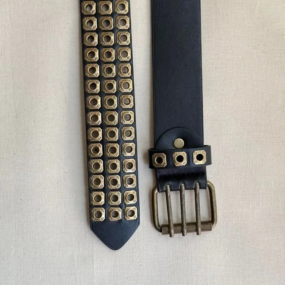 y2k 2000s studded black and bronze grunge emo belt
